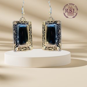 Black Rectangle Earrings
