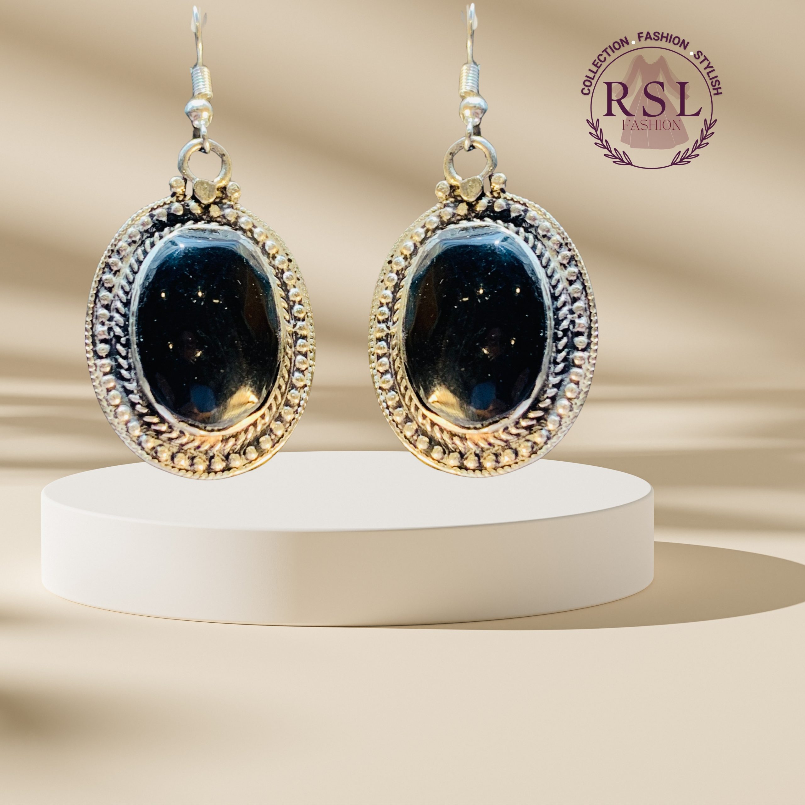 Black Oval Earrings