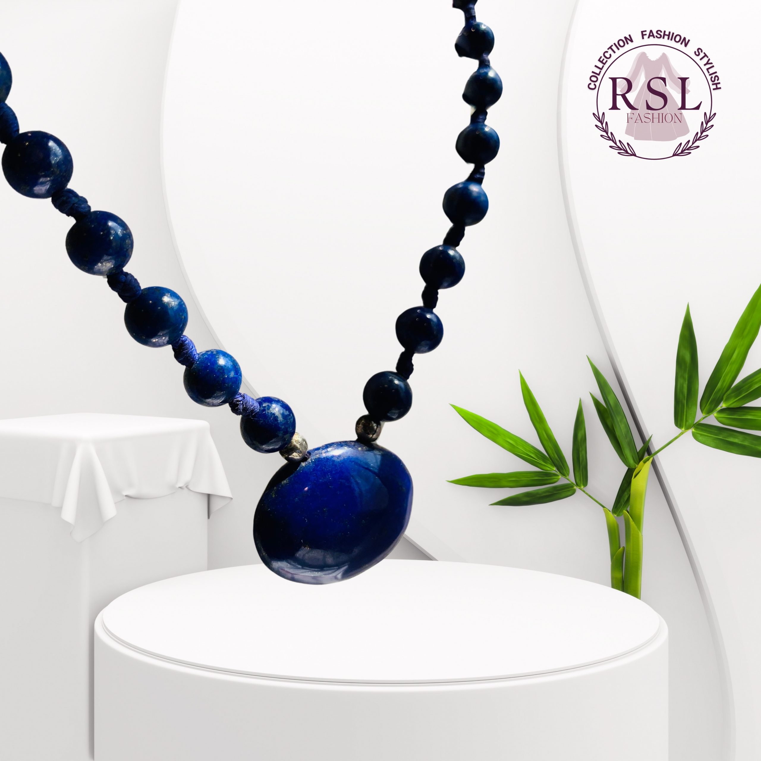 Dark Blue Beaded Afghan Necklace