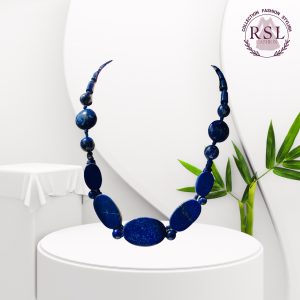 Deep Blue Oval Beads Afghan Necklace