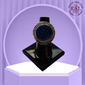 Dark Blue Round Afghan Ring with Antique Frame