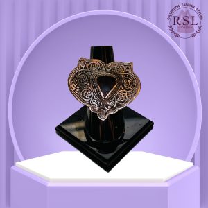 Black Heart Afghan Ring with Antique Engraved Frame