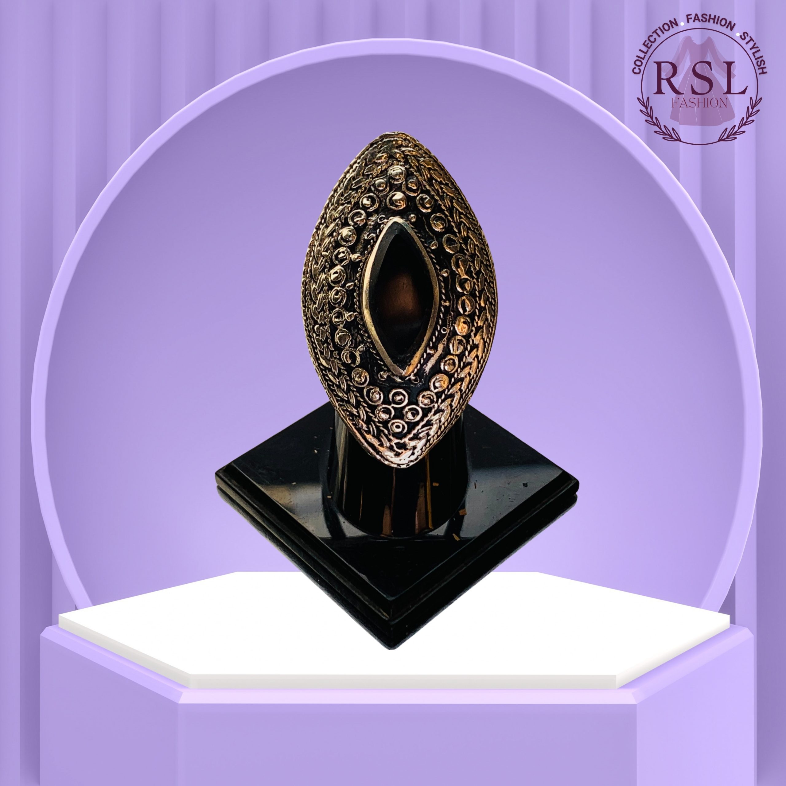 Antique Afghan Elongated Swirl Ring