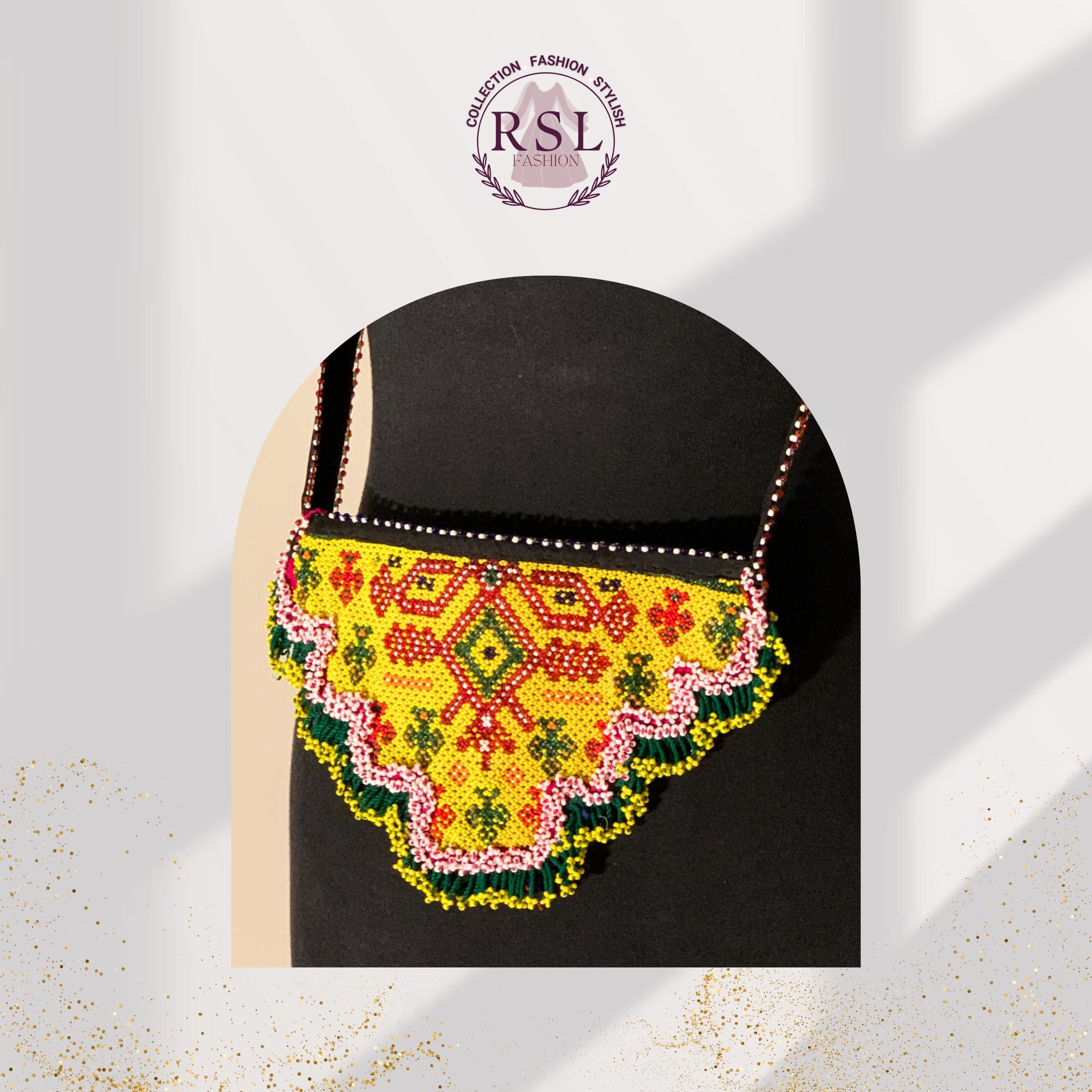 Afghan Regal Bloom Scallop Beaded Purse