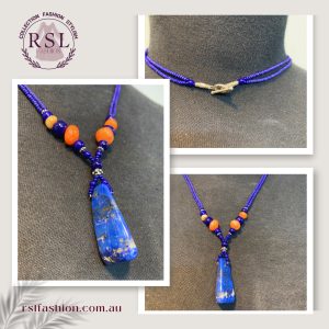 8 Strand Lapis and Carnelian Necklace