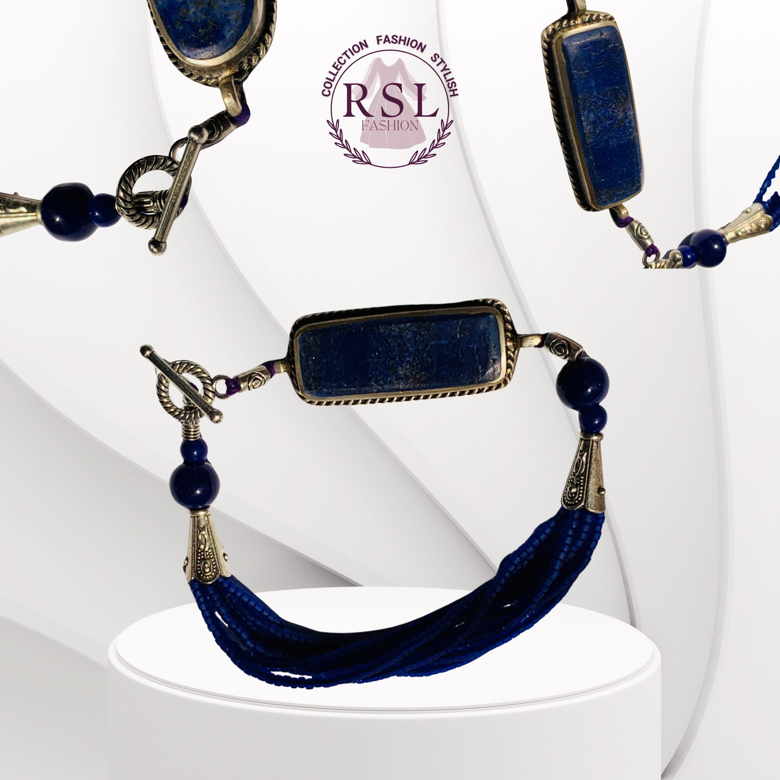 Rectangle Lapis Lazuli Multi-Strand Bracelet