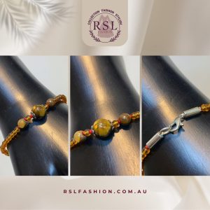 Antique Vintage Nuggets Amber Bead 7.75” Bracelet Glass