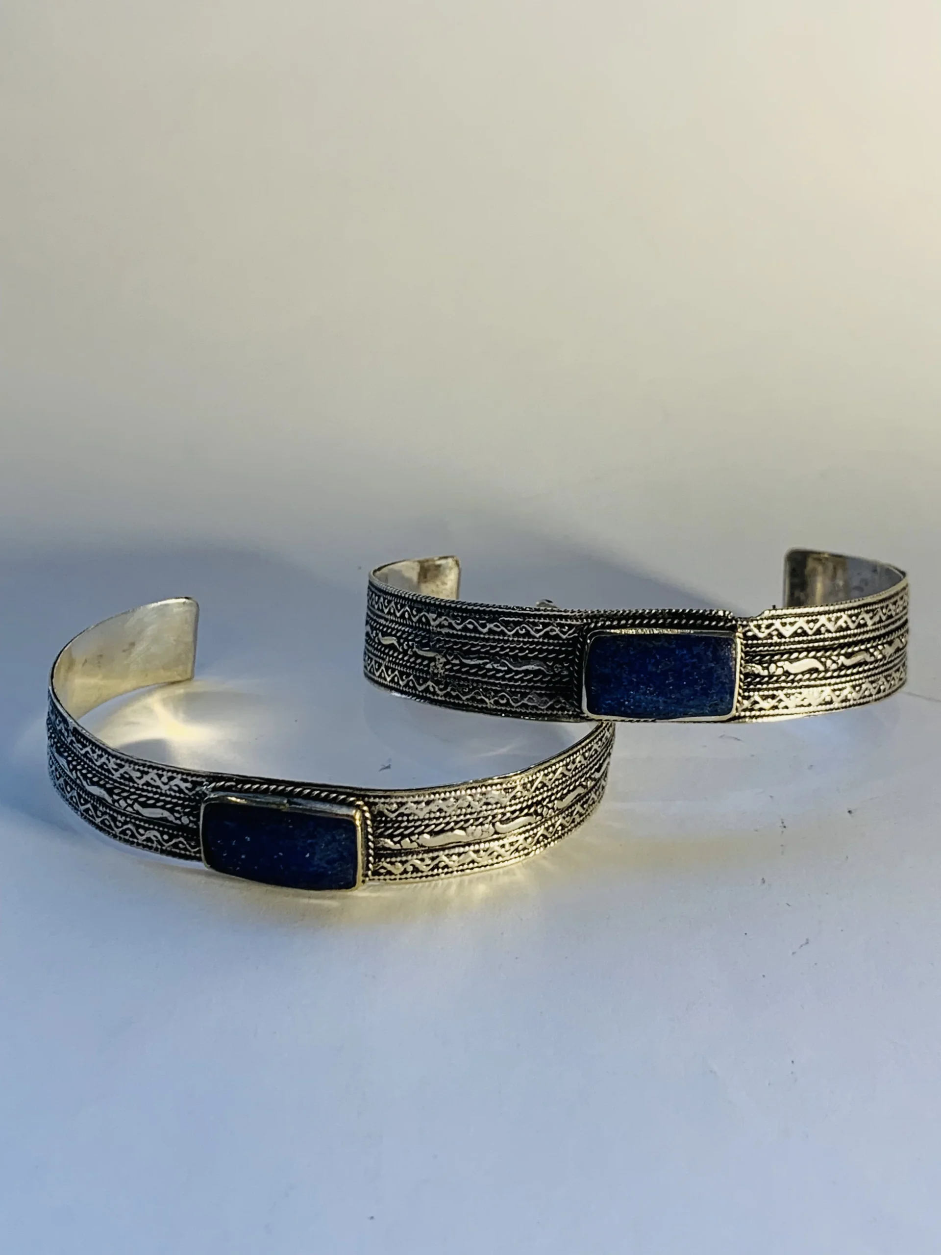Tribal Kuchi Handcuff Bracelet With Stones and Beads - Image 3
