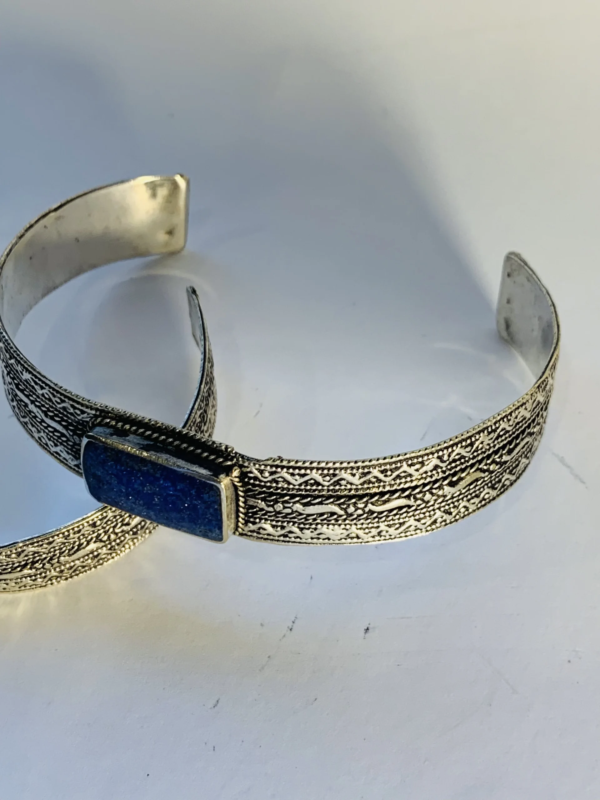 Tribal Kuchi Handcuff Bracelet With Stones and Beads - Image 4