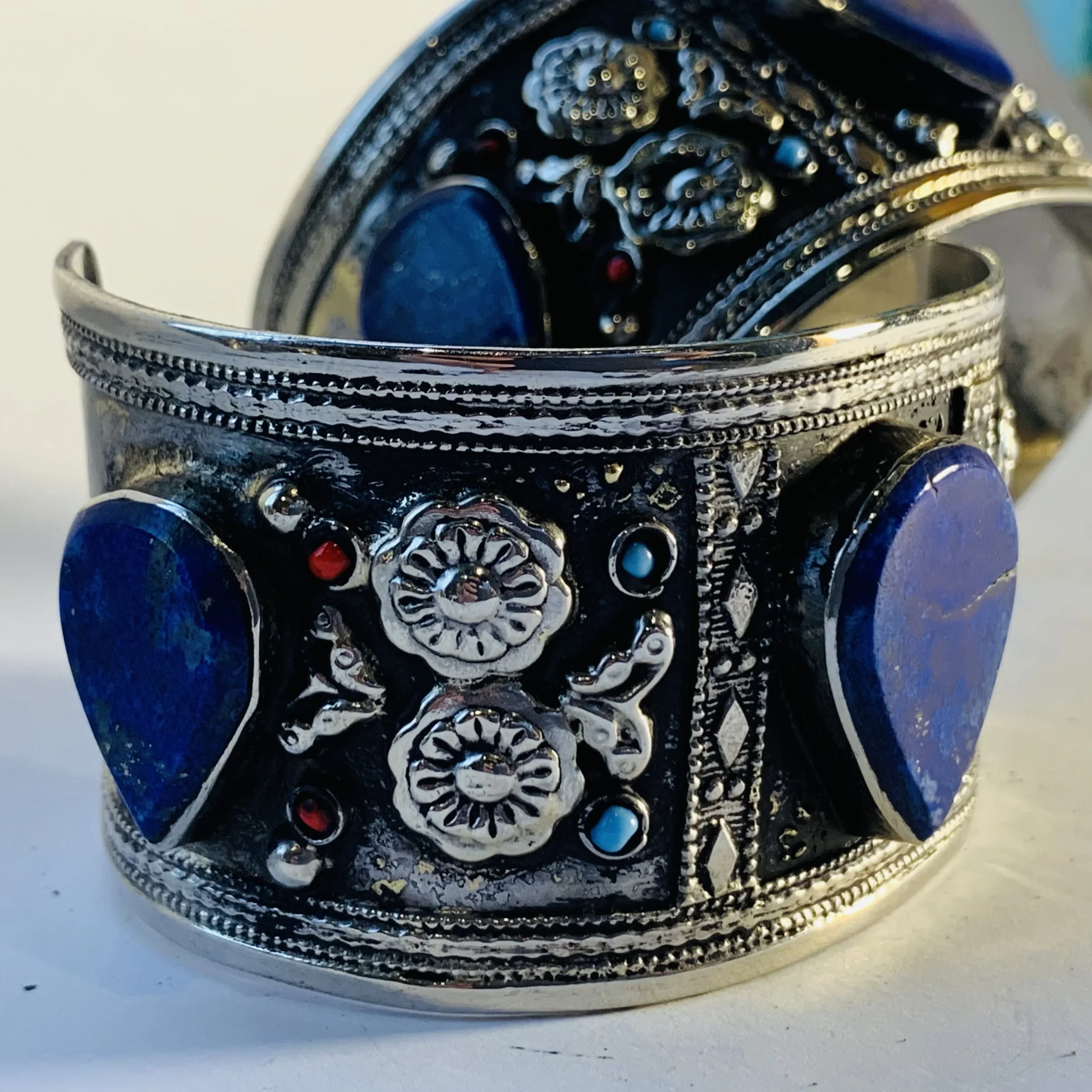 Tribal Lapis Cuff Bracelet - Image 3