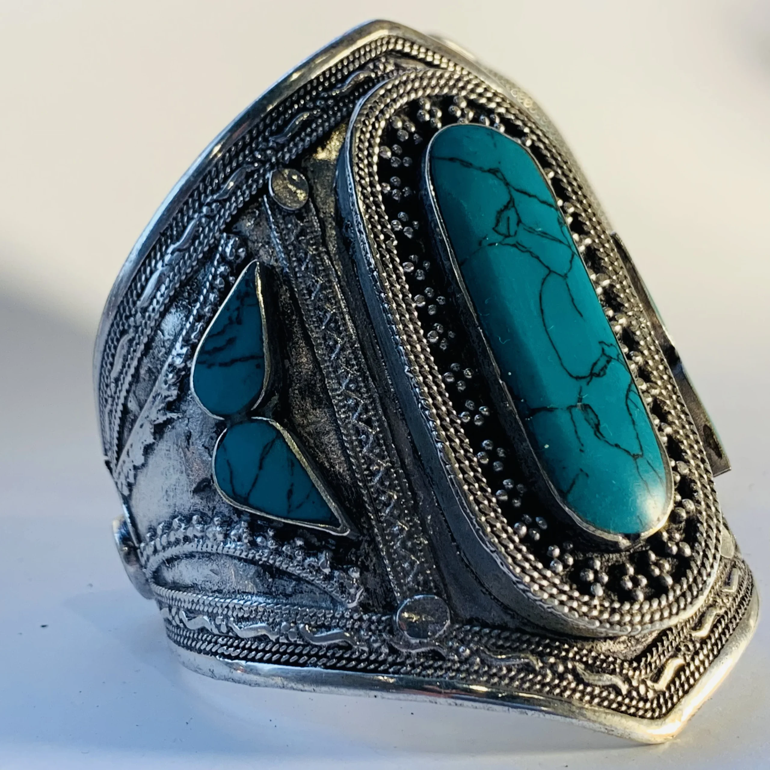 Afghan Bracelet with Artificial Turquoise Stone - Image 2