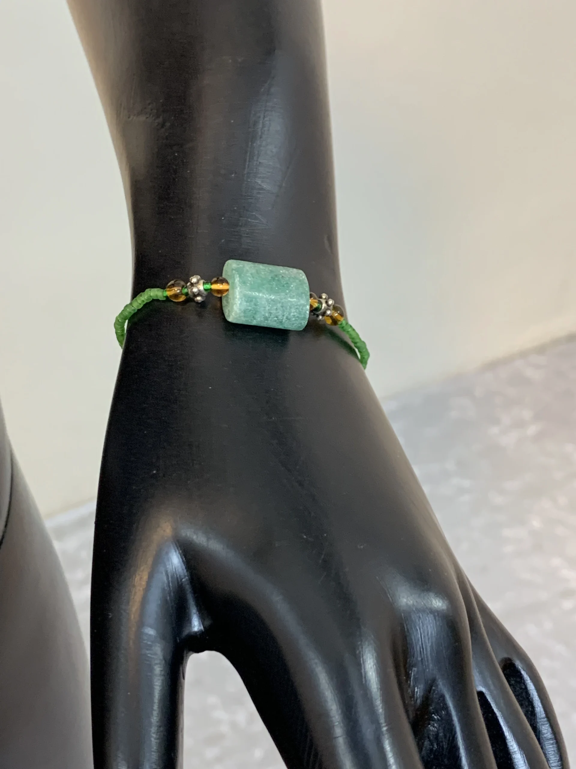 Rectangular Green Jasper and Yellow Jade Bracelet - Image 3