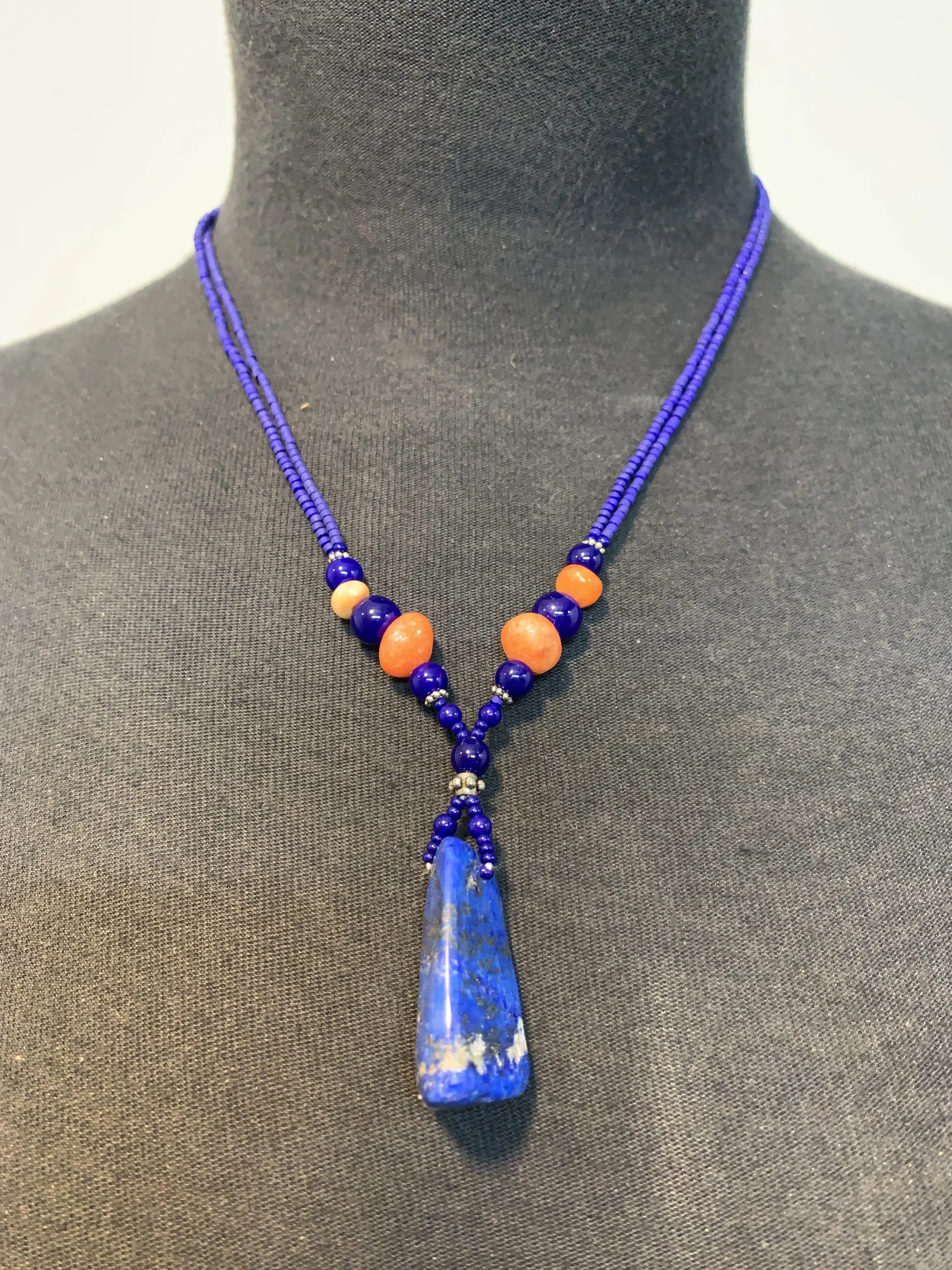 8 Strand Lapis and Carnelian Necklace - Image 2