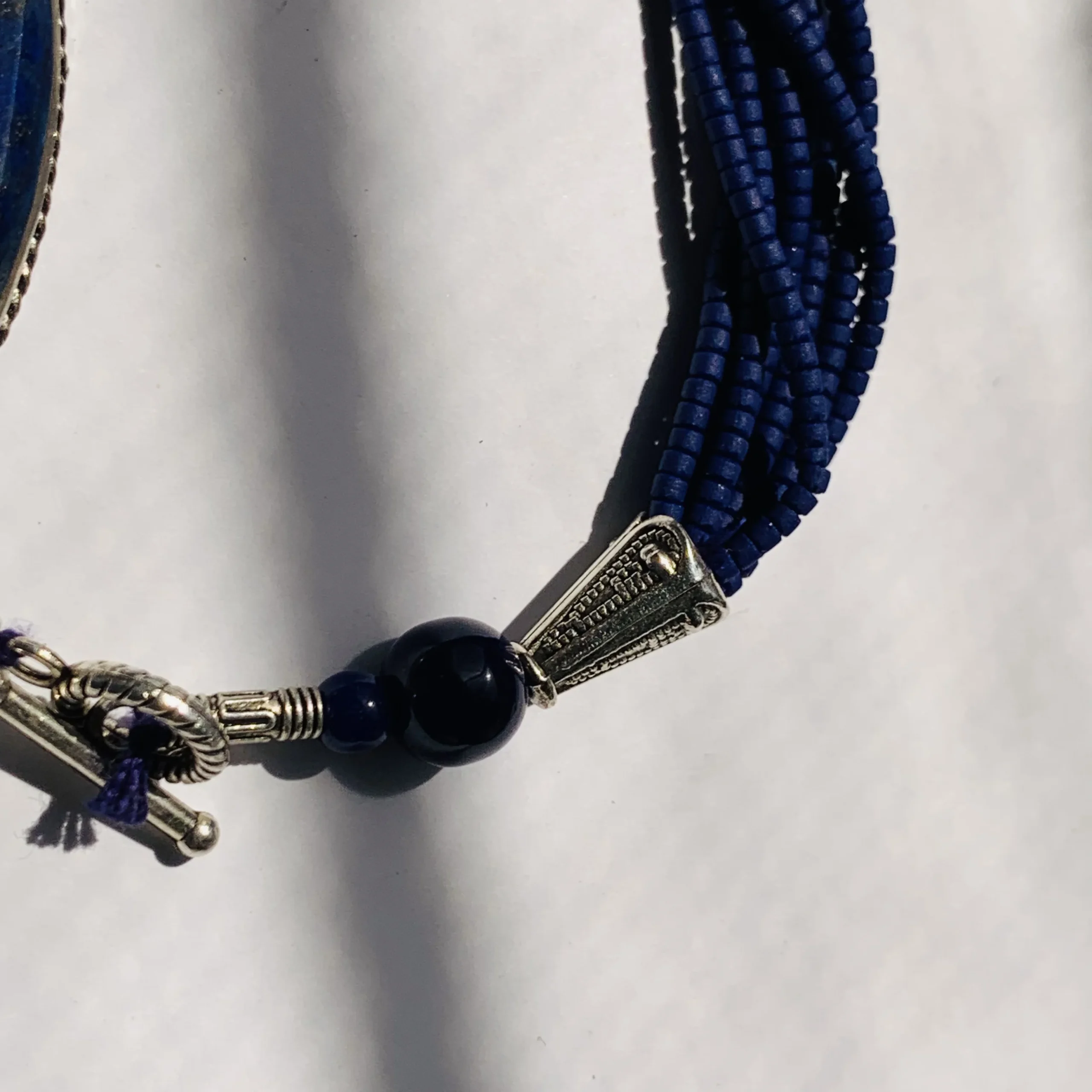 Lapis Lazuli Gemstone Shamballa Macrame Bracelet - Image 4