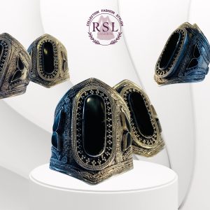 Black Stone Tribal Boho Cuff Bracelet