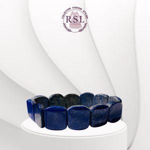 Blue Genuine Lapis Lazuli Rectangle Bead Stretch Bracelet