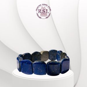 Blue Genuine Lapis Lazuli Rectangle Bead Stretch Bracelet