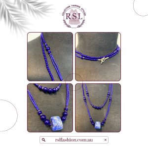 DTR Jay King 925 Sterling Silver Graduated Lapis and Mosaic Beads Necklace