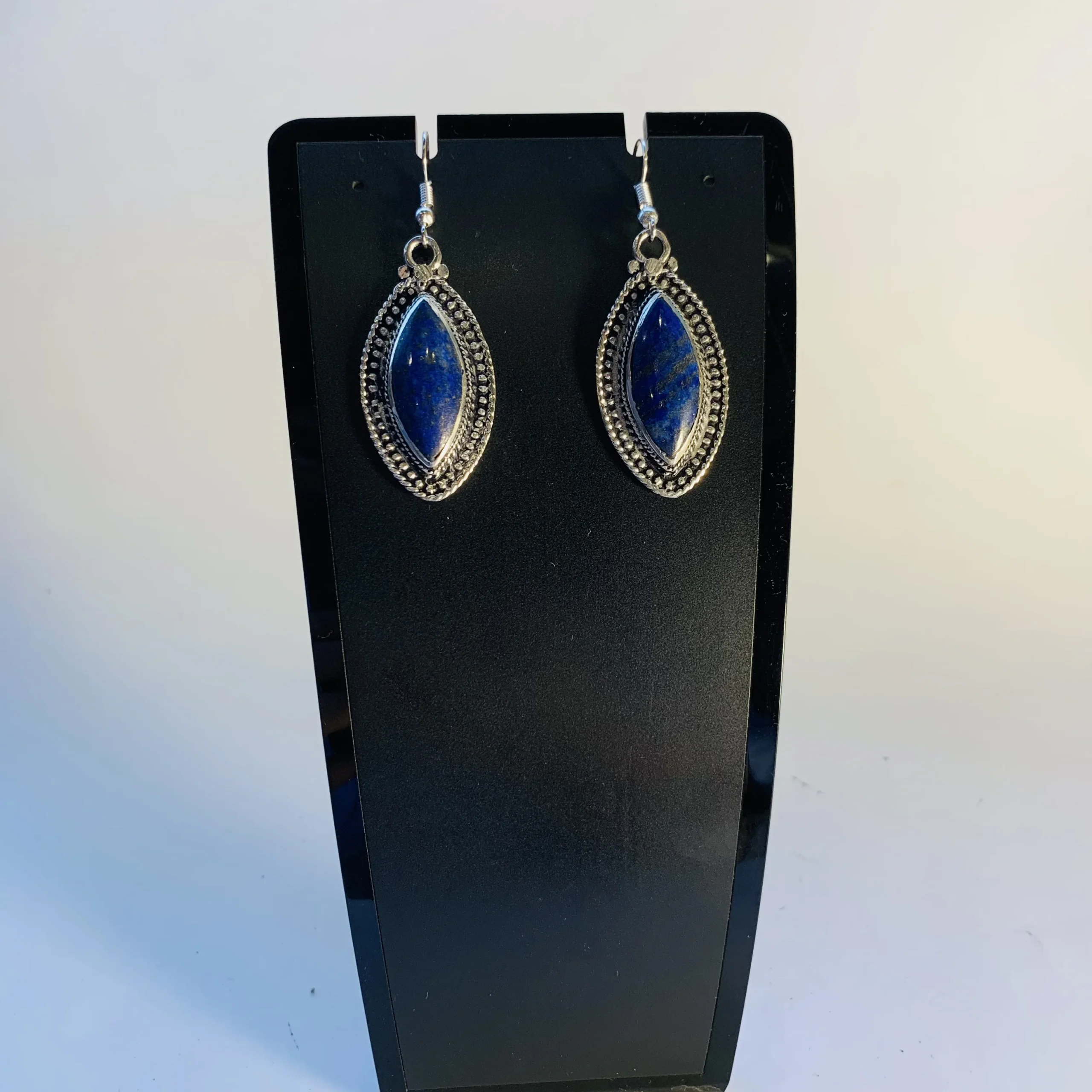 Dark Blue Apatite Vintage Handmade Earrings - Image 4
