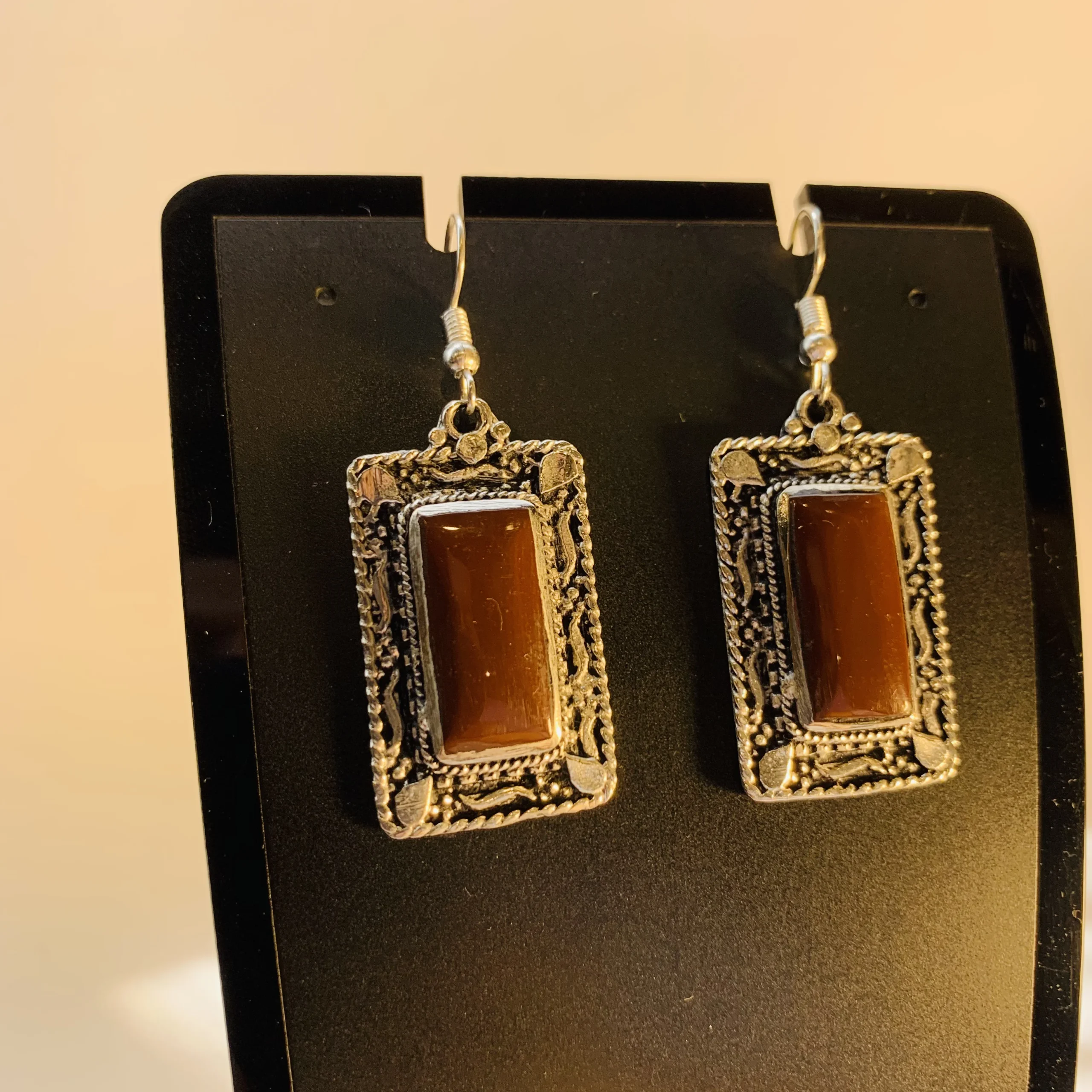 Brown Rectangle Earrings - Image 3