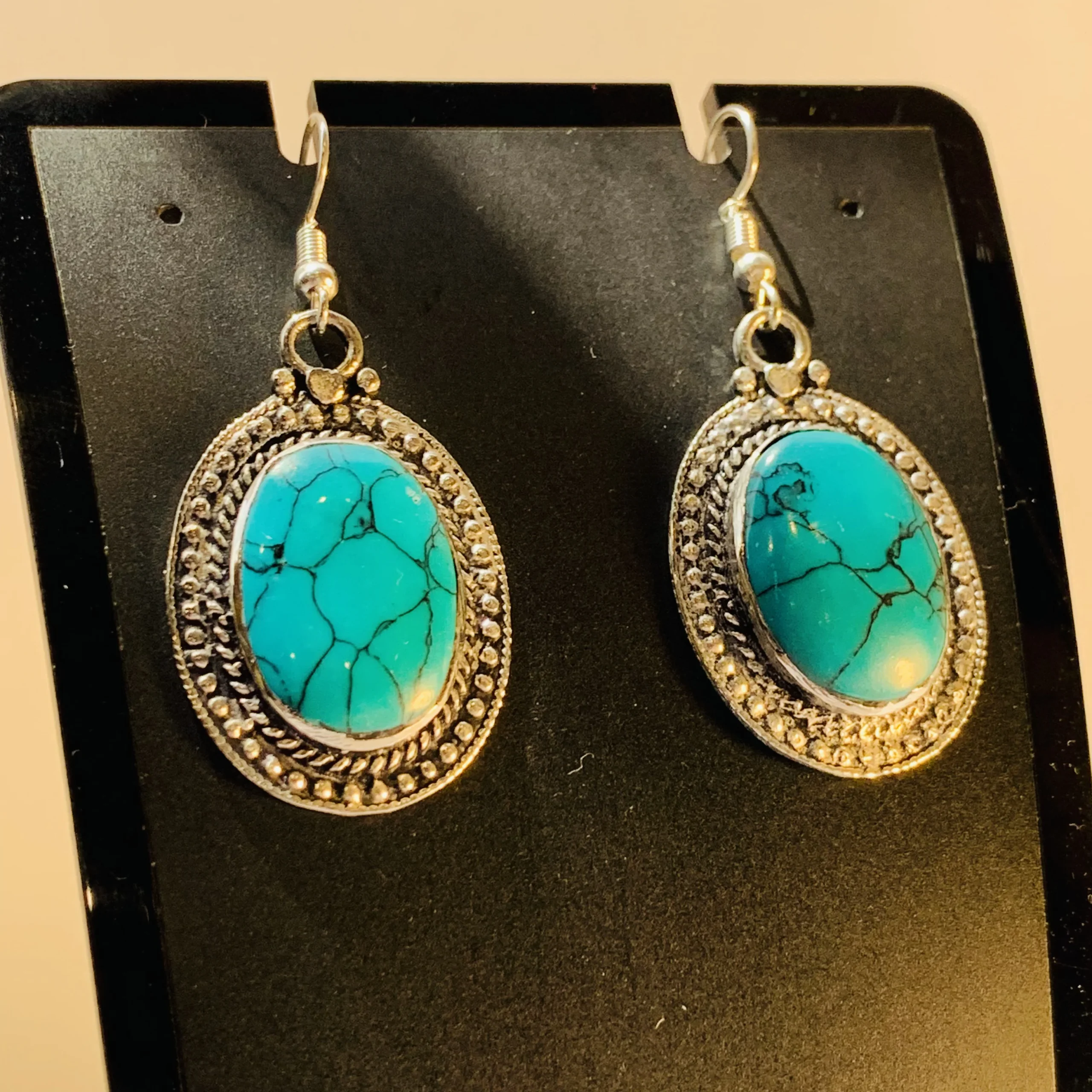 Turquoise Oval Earrings - Image 2