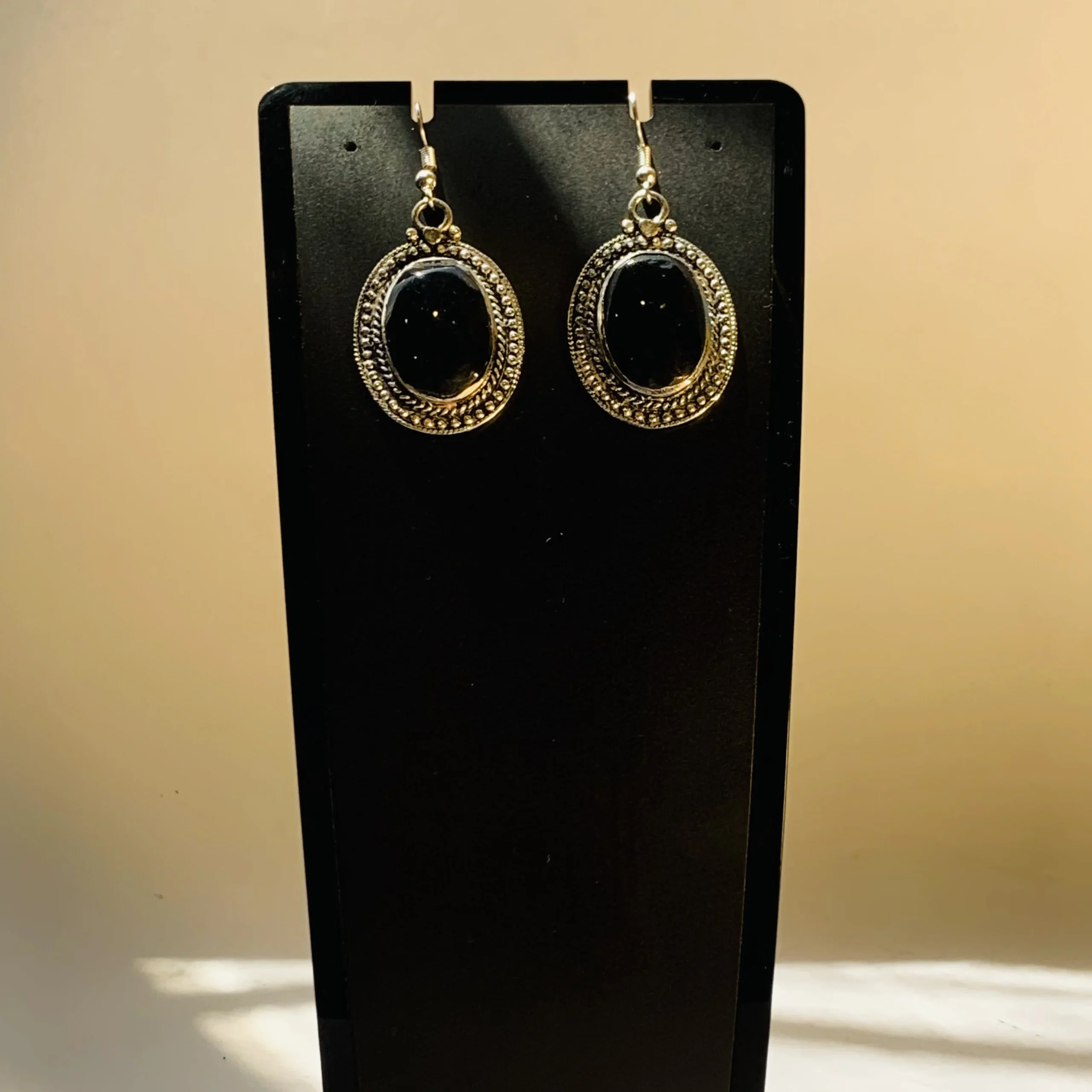 Black Oval Earrings - Image 4