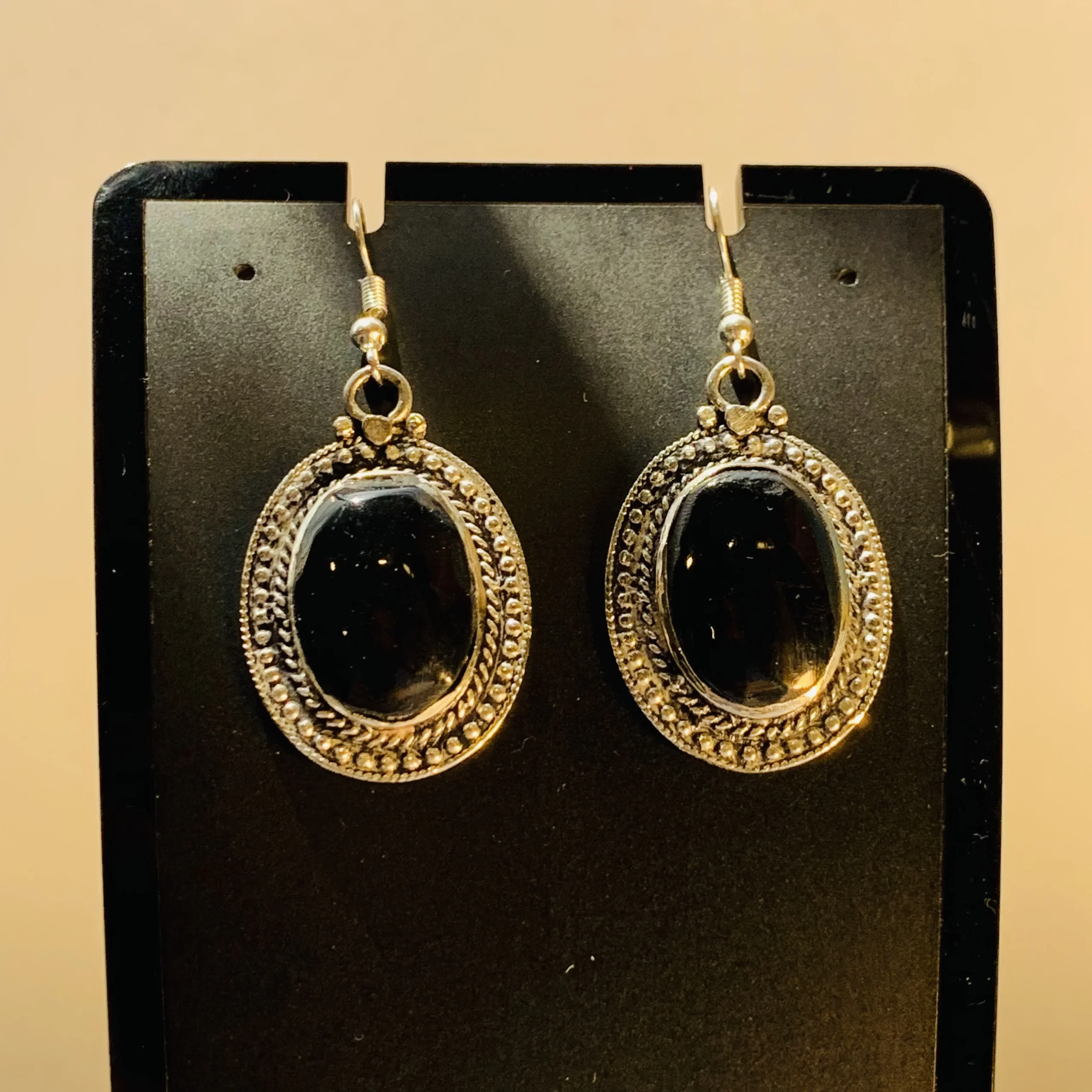 Black Oval Earrings - Image 3