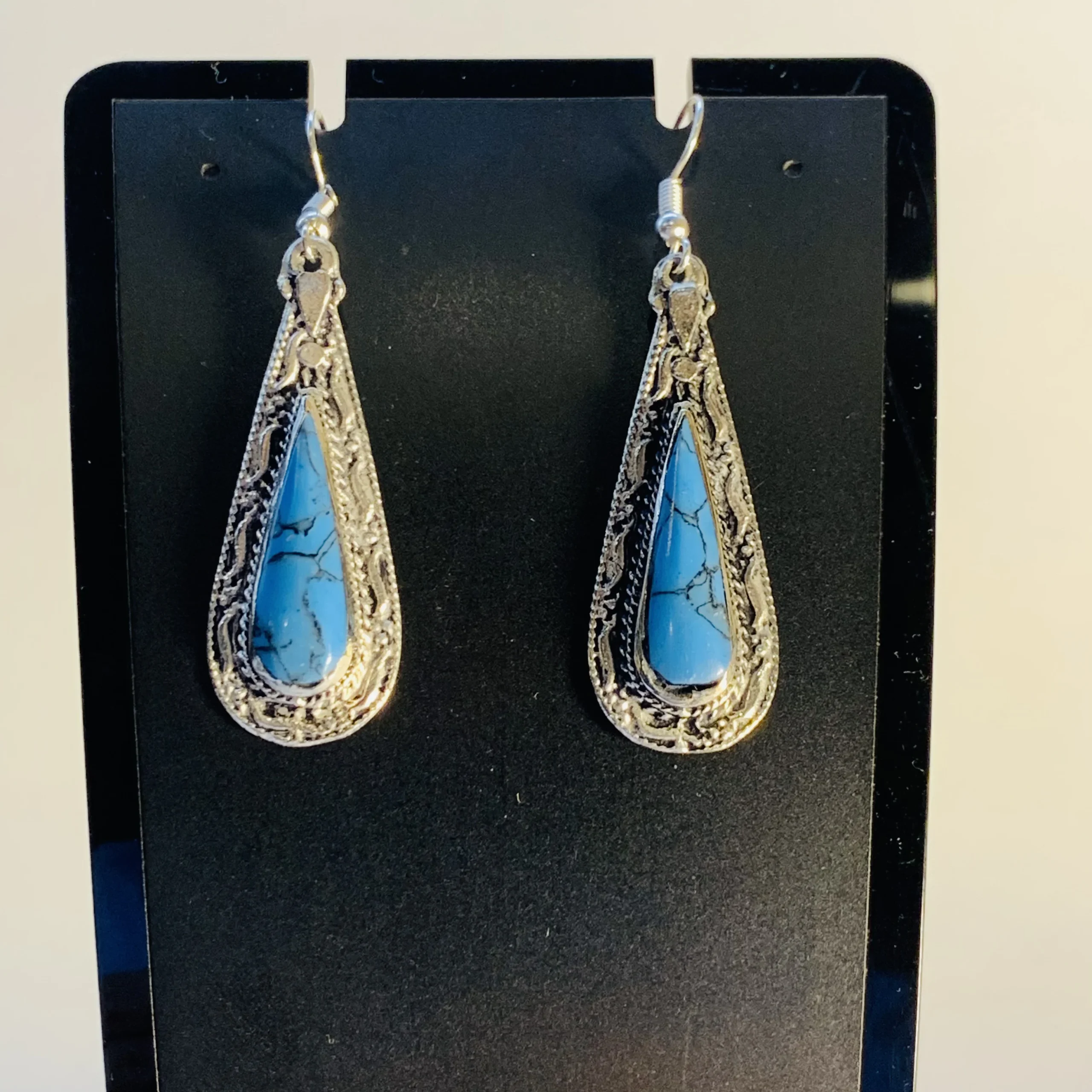 Sky Blue Teardrop Earrings - Image 4