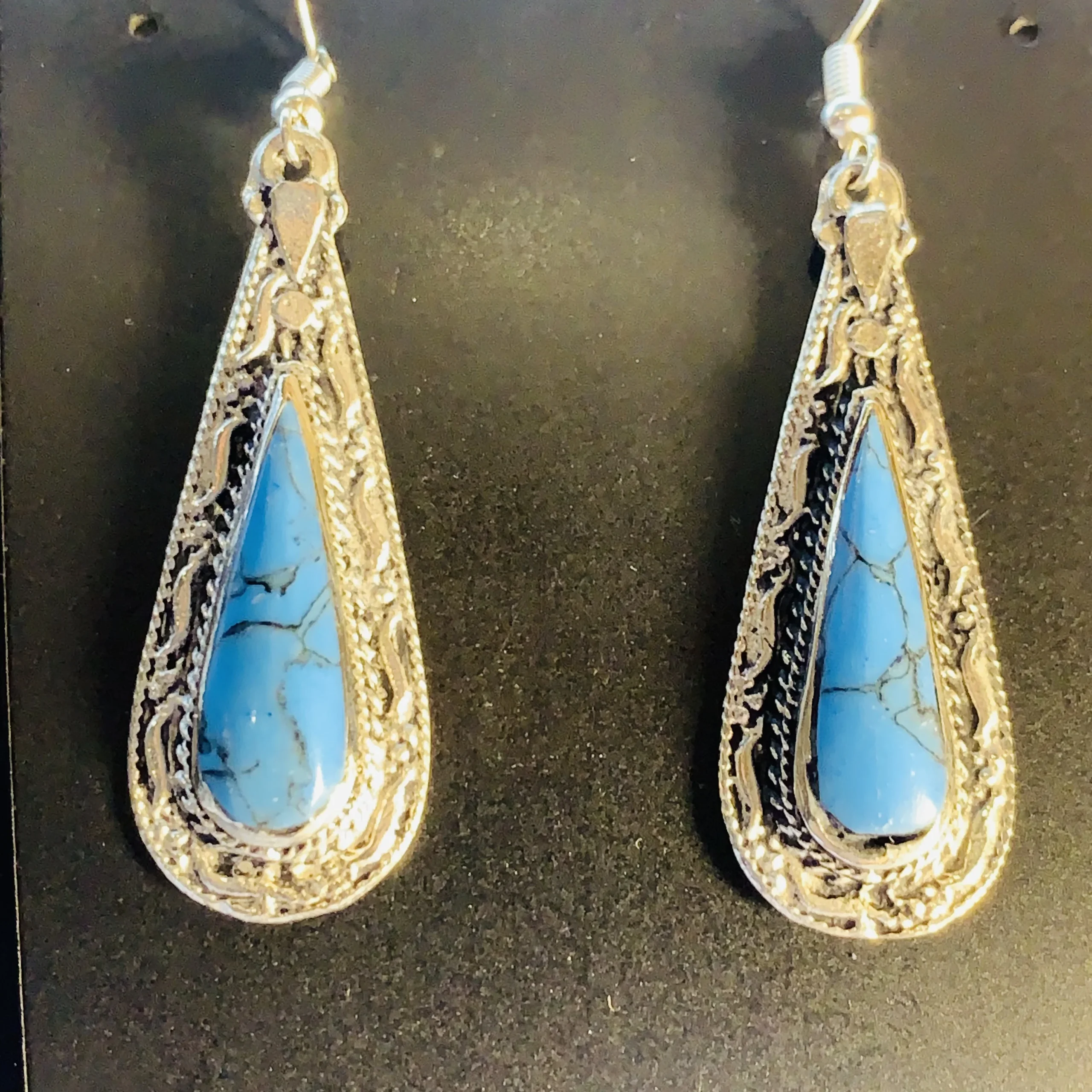 Sky Blue Teardrop Earrings - Image 3
