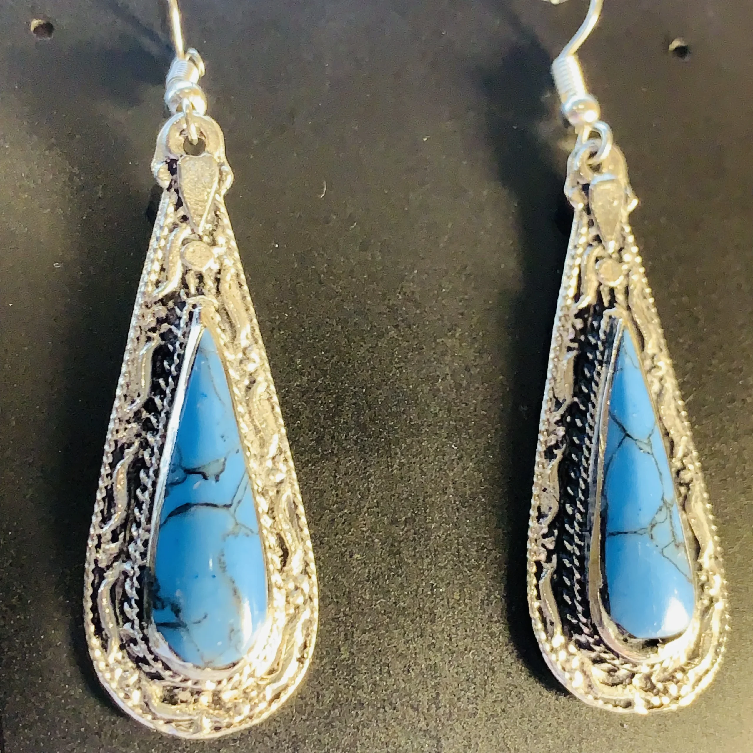 Sky Blue Teardrop Earrings - Image 2