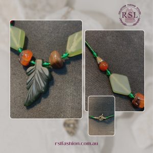 Heishi Bead Necklace with Leaf Pendant