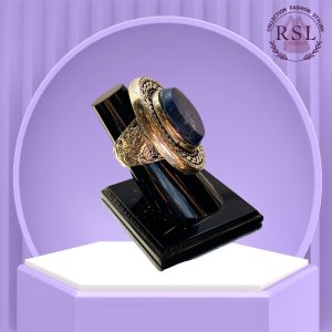 Lapis Lazuli Round Afghan Ring with Wide Antique Gold Frame