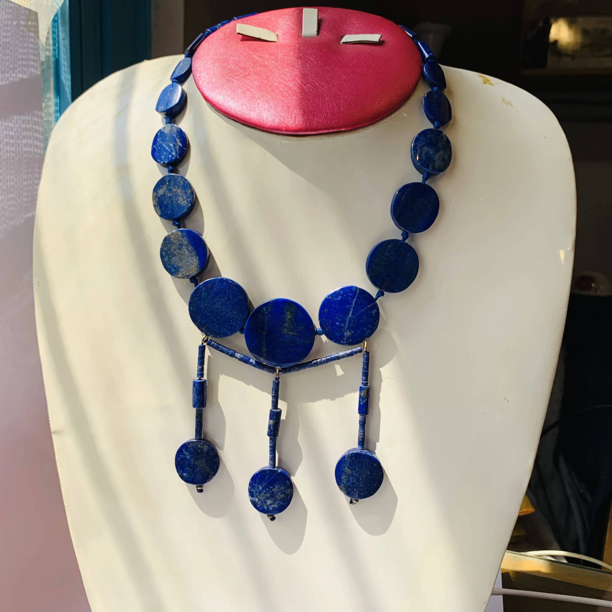 Dark Blue Round Afghan Necklace - Image 3