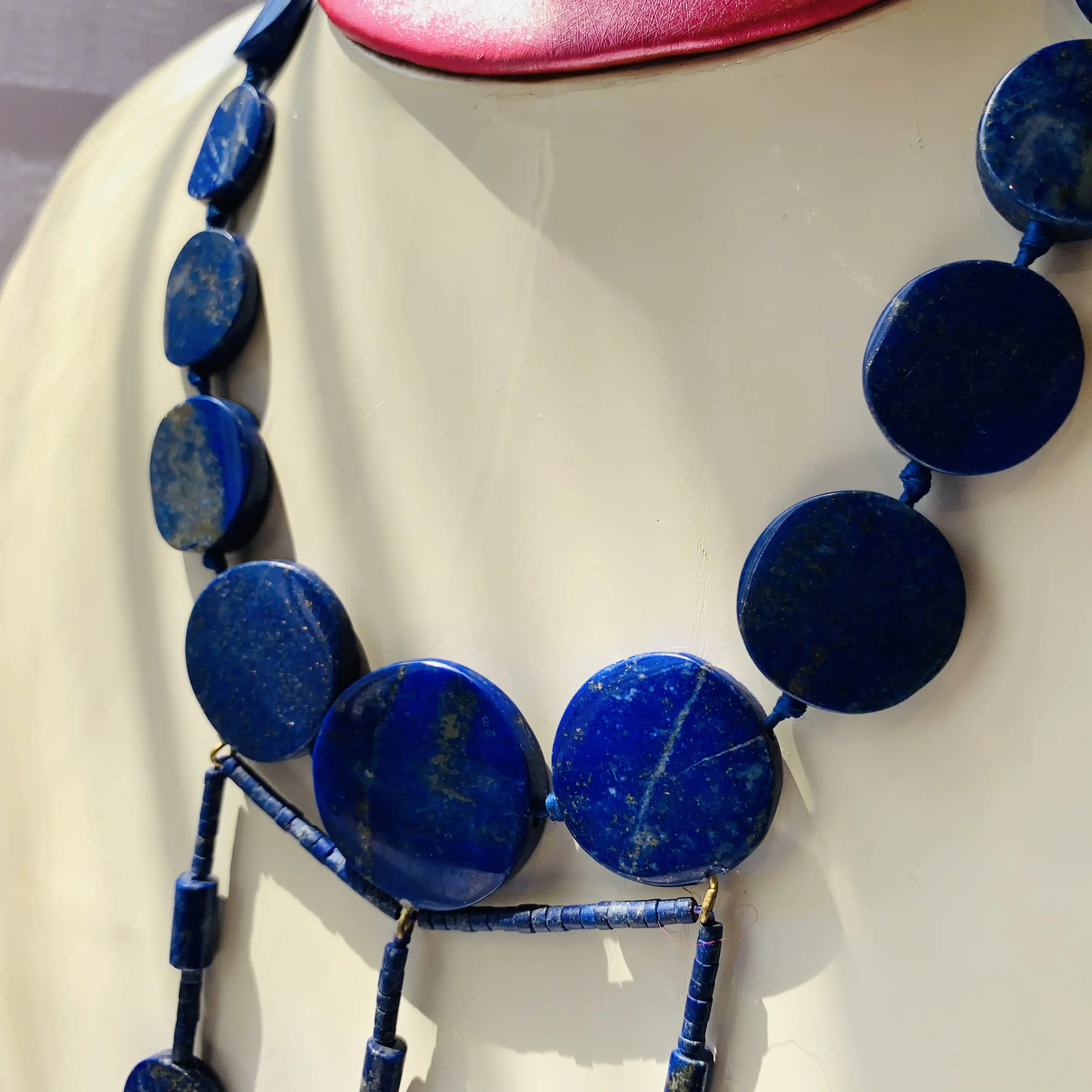 Dark Blue Round Afghan Necklace - Image 2