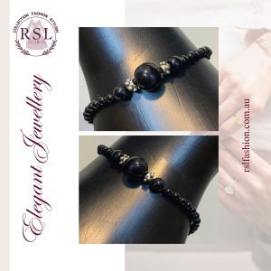Elegant Black Charm Beaded Bracelet