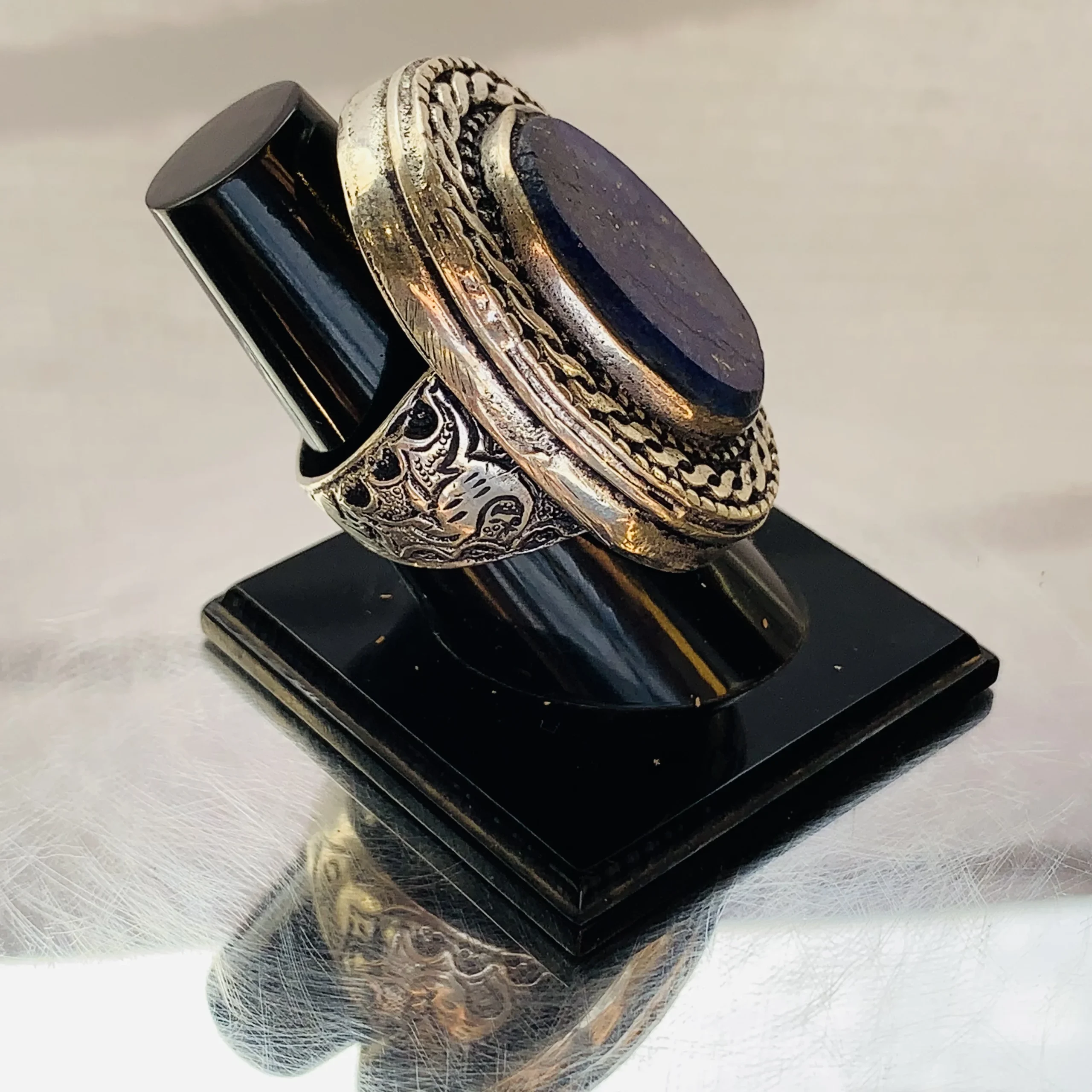 Dark Blue Oval Men’s Ring - Image 2