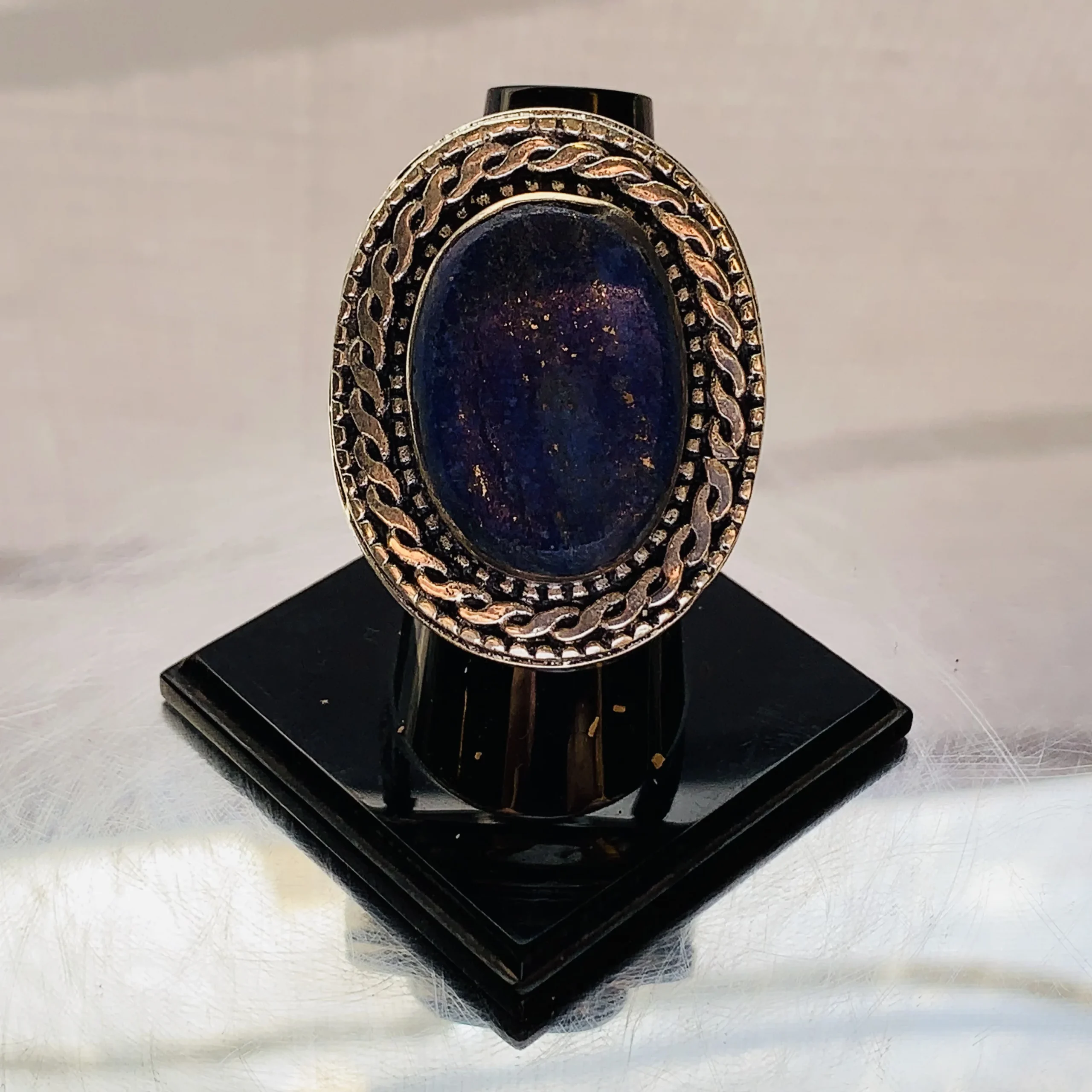 Dark Blue Oval Men’s Ring - Image 3