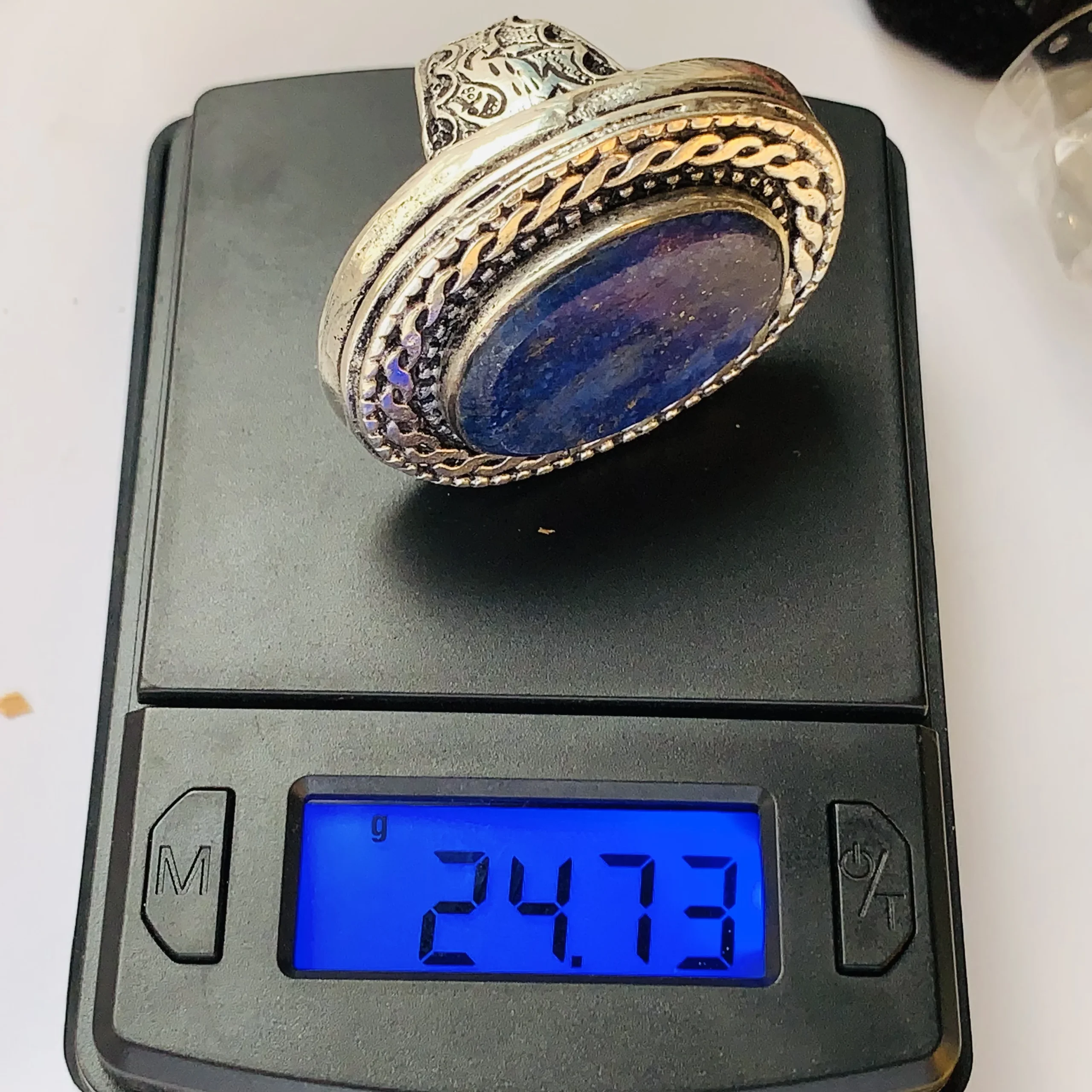 Dark Blue Oval Men’s Ring - Image 4