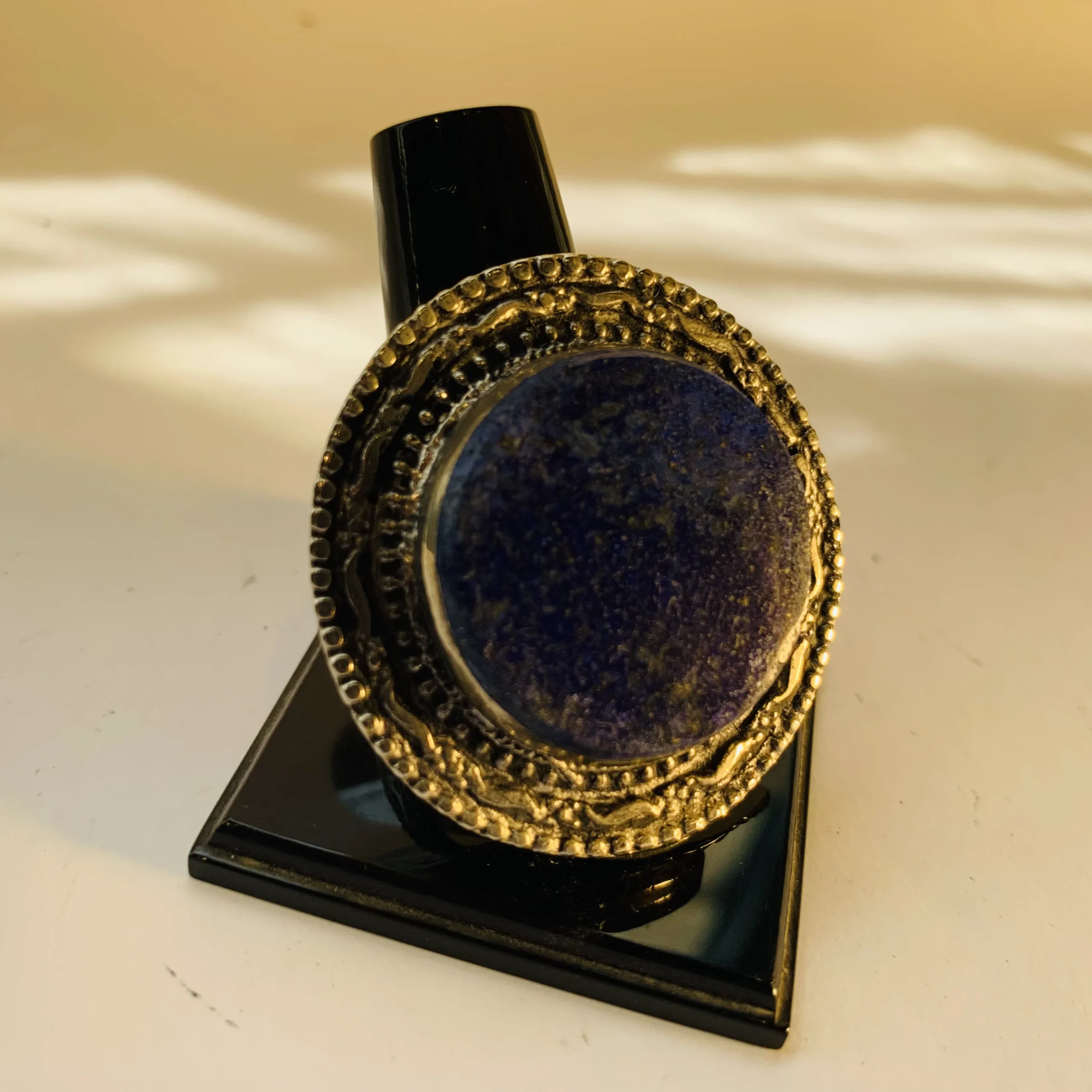 Dark Blue Round Afghan Men’s Ring - Image 3