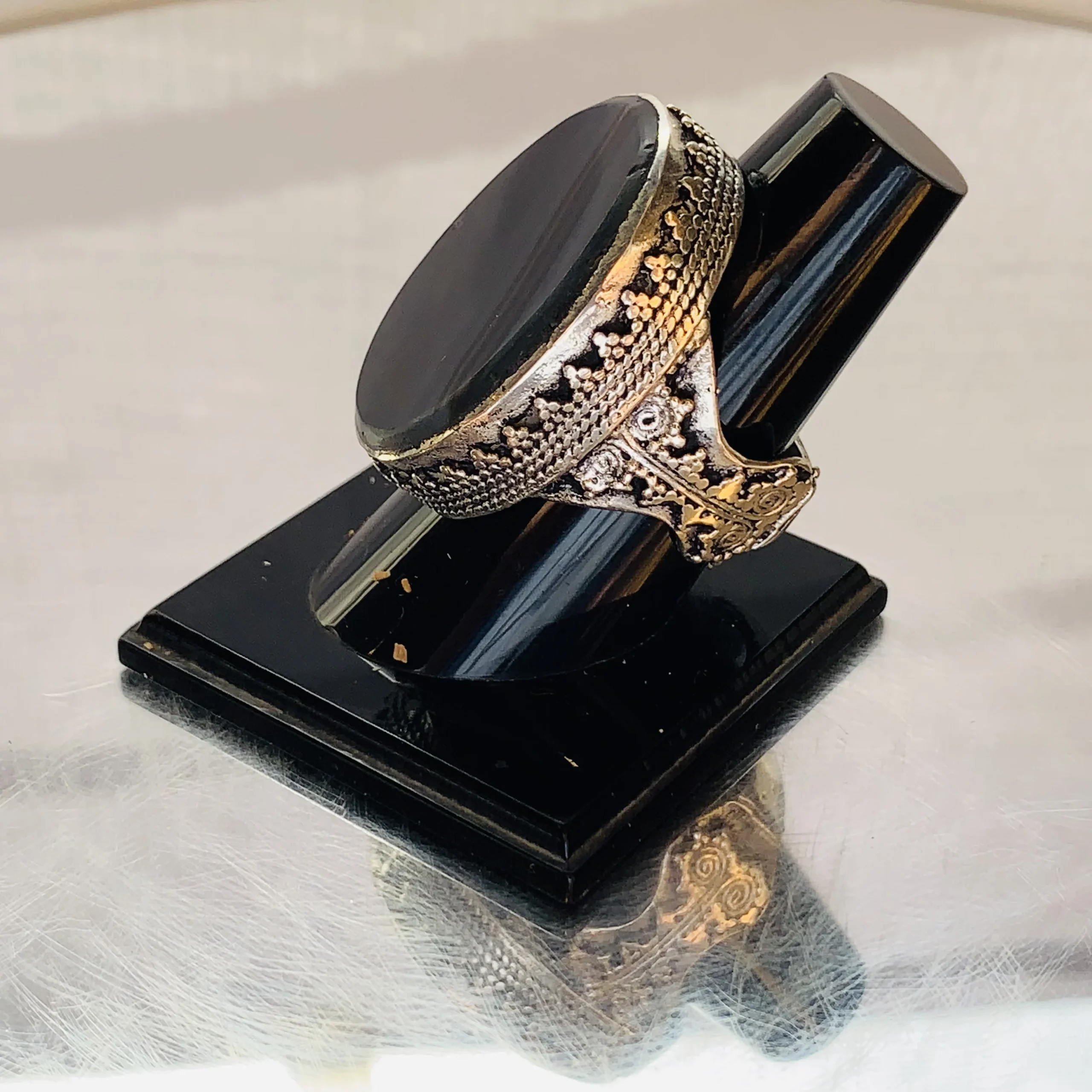 Black Onyx Oval Ring - Image 2