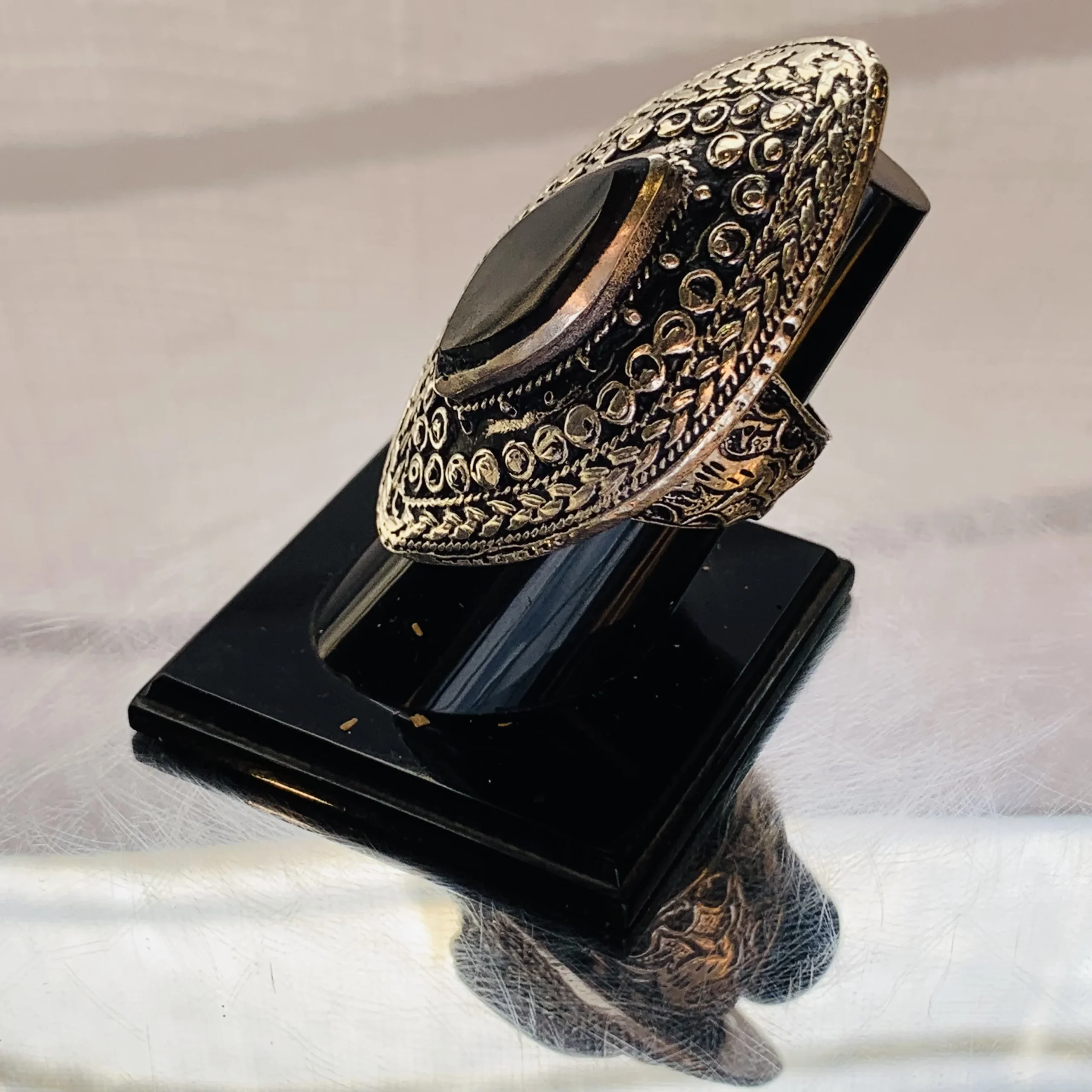 Antique Afghan Elongated Swirl Ring - Image 3