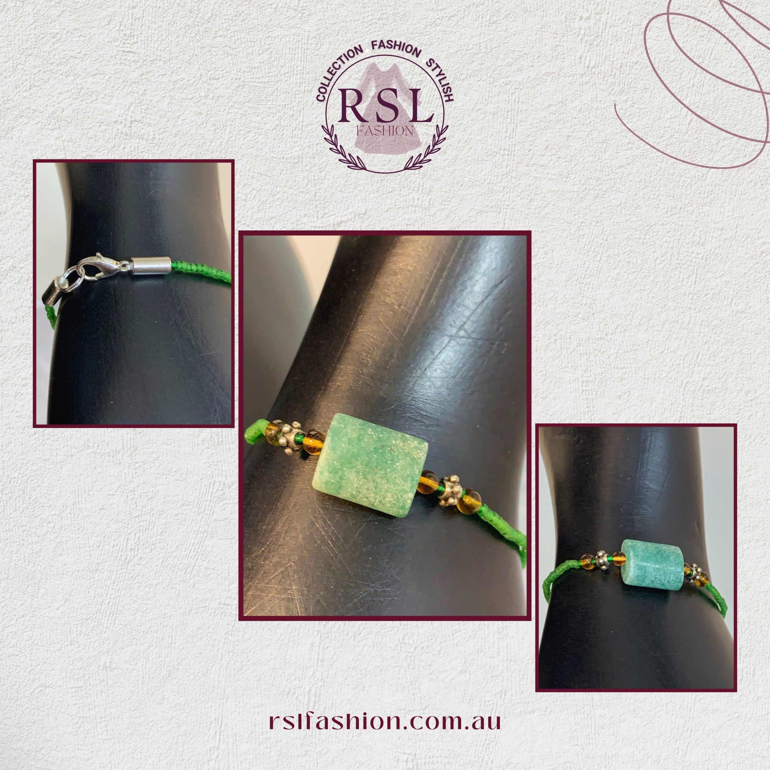 Rectangular Green Jasper and Yellow Jade Bracelet