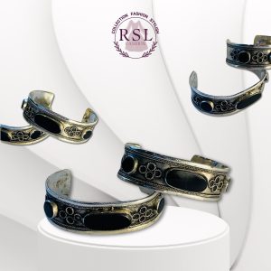 Tibetan Silver Cuff Bracelet Featuring Black Onyx