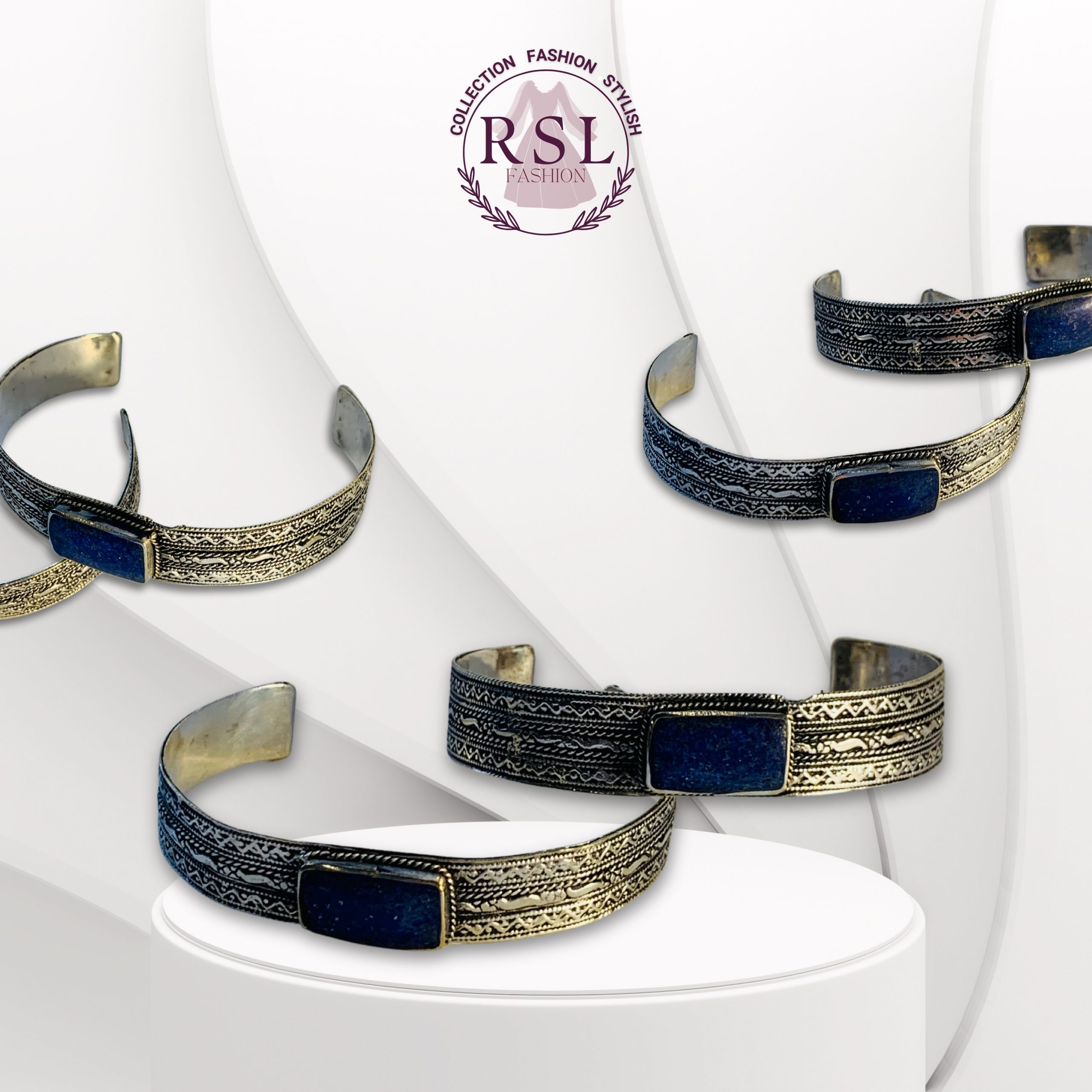 Tribal Kuchi Handcuff Bracelet With Stones and Beads