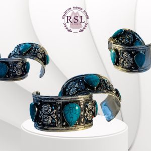 Vintage Afghan Turquoise Bracelet – Kuchi, Tuareg, Kazakh Tribal Jewelry