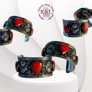 Vintage Tibetan Silver Red Coral Cuff Bracelet