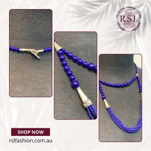 Dark Blue Beaded Necklace