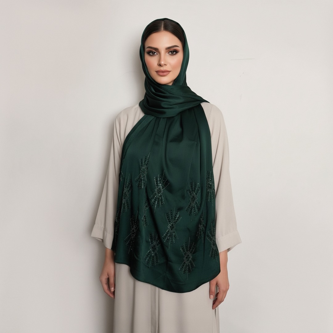 Emerald Sparkle Satin Scarf