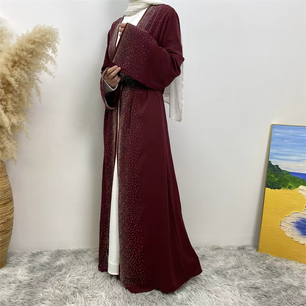 Burgundy Sparkle Open Abaya Kimono - Image 3