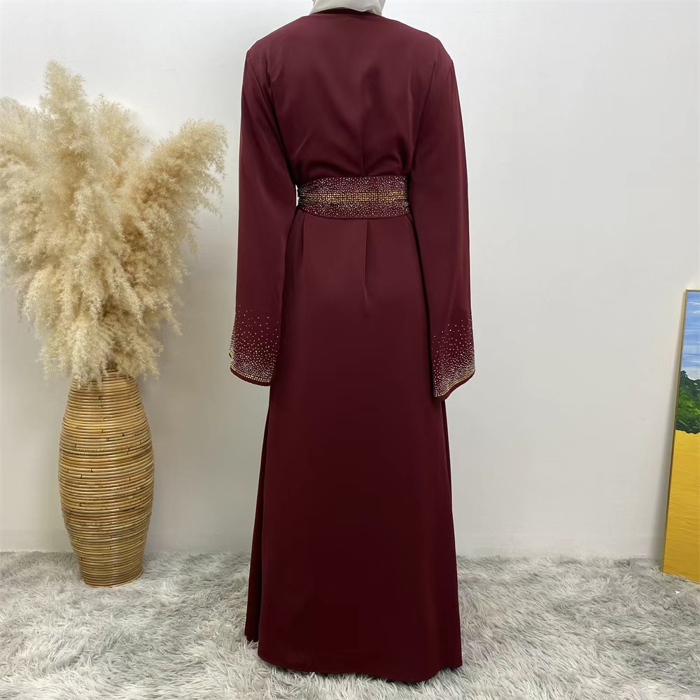 Burgundy Sparkle Open Abaya Kimono - Image 4